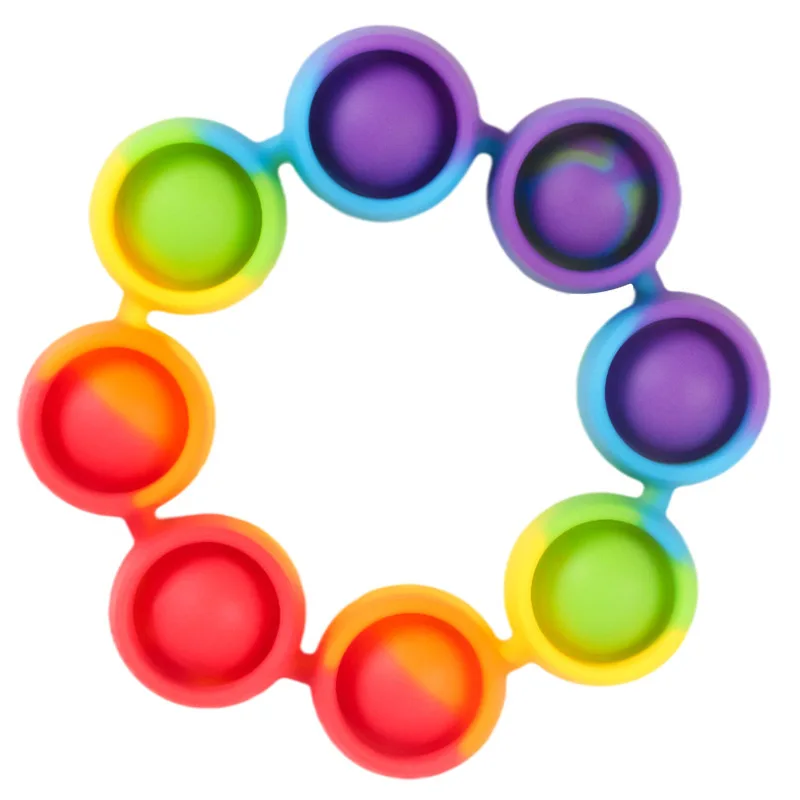 5PCS Rainbow Push Bubble Bracelet Sensory Fidget Stress Relief ADHD Autism Anxiety Therapy Kids Toys Juguetes Antiestrés