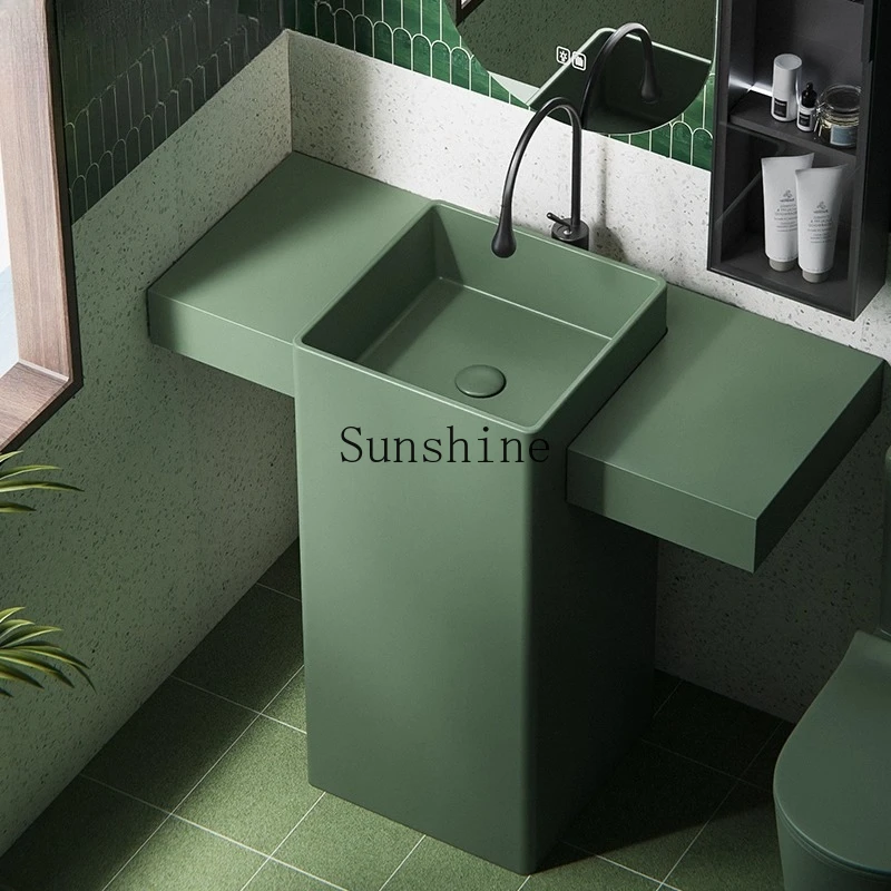 

Green column basin with countertop can be customized corner cutting size outdoor extension countertop
