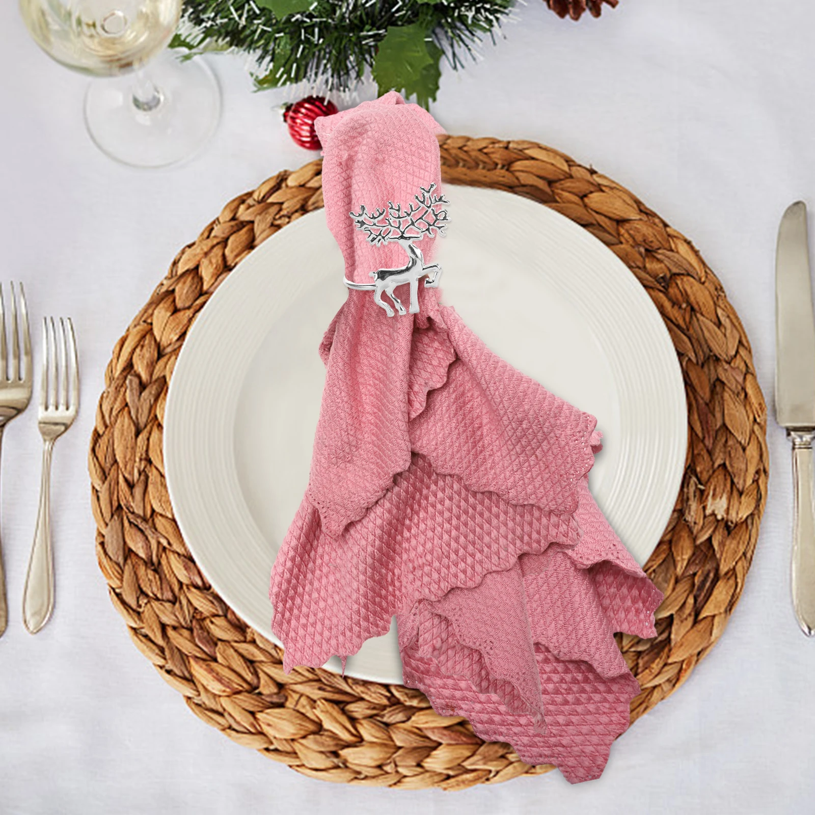 

15Pcs Christmas Napkin Rings Metal Buckles Xmas Napkin Holders Party Wedding Table Decor Xmas Serviette Buckle