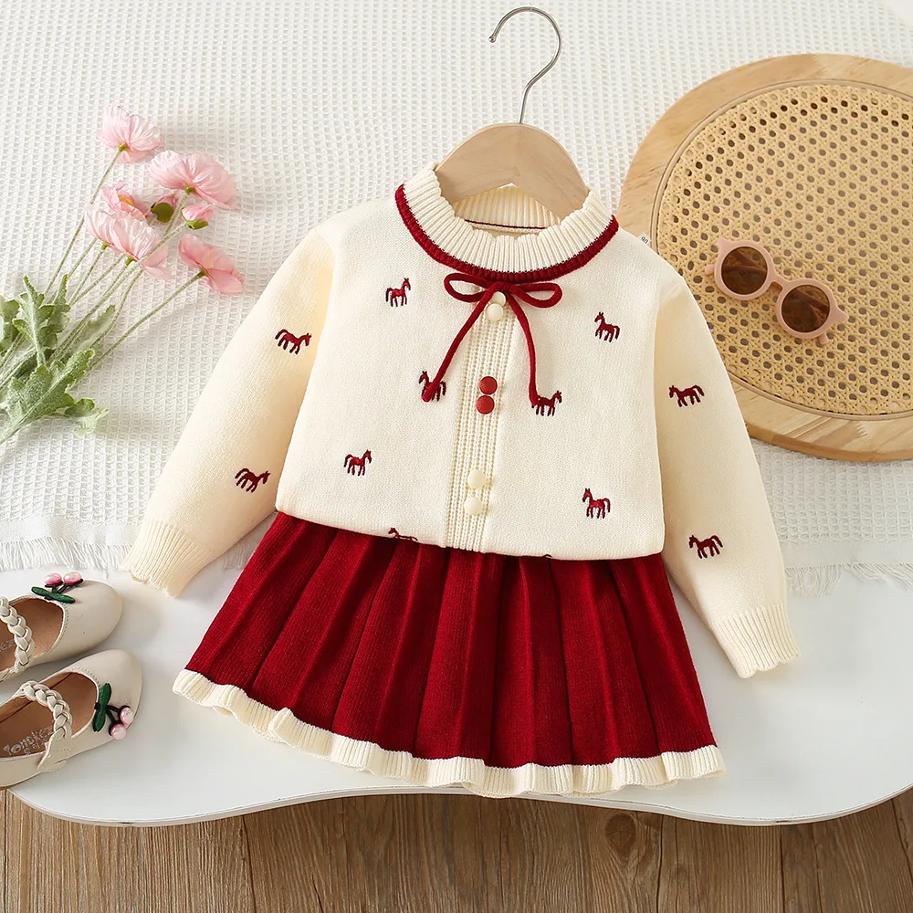 Fall Winter Sweater 2PCS SETS Chic kids' sets and outfits for Pretty Cute Toddler Girls Knit Set