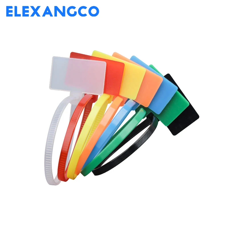 100PCS 4*150mm Color Sign Cable Tie Tag Nylon Label Sign Plate Wire Network Cable Easy Mark Buckle Self-locking Zip Ties