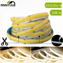 1-5m Double Row COB LED Light Strip 12V/24V High Brightness Flexible FOB LED Tape 624LED/m RA90 3000K 4000K 6000K Dimmable Strip