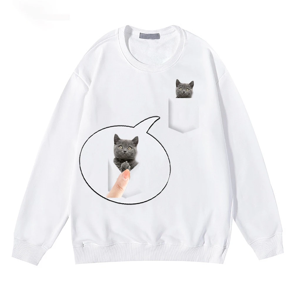 

CLOOCL Newest Sweatshirts Middle Finger Cat In Pocket Pullovers Unisex Sportswear Male Female Polyester Streetwear Dropshipping