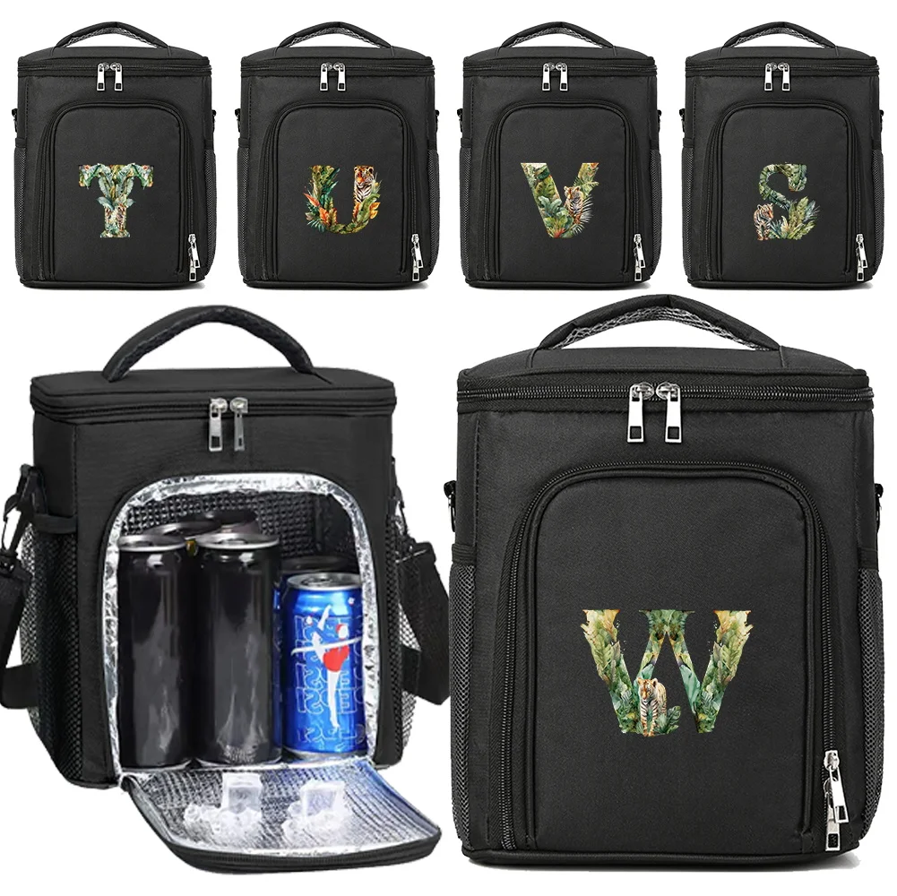 

Food Storage Handbag Insulated Lunch Box Bags Shoulder Storage Bag Jungle Tiger Letter Series Cooler Insulated Case for Unisex