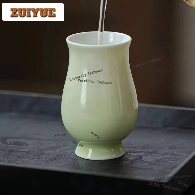 80ml Handmade Pea Green Glaze Ceramic Teacup Japanese Thin Placenta Master Cup Tasting Fragrant Mug Smlling Cup Kung Fu Teaset