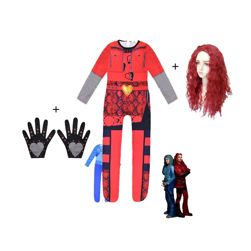 

Детский костюм «Наследка», маскировочный комбинезон принцессы, красный Хлоя, боди для косплея, карнавальные наряды на Хэллоуин для девочек + костюмы с париком