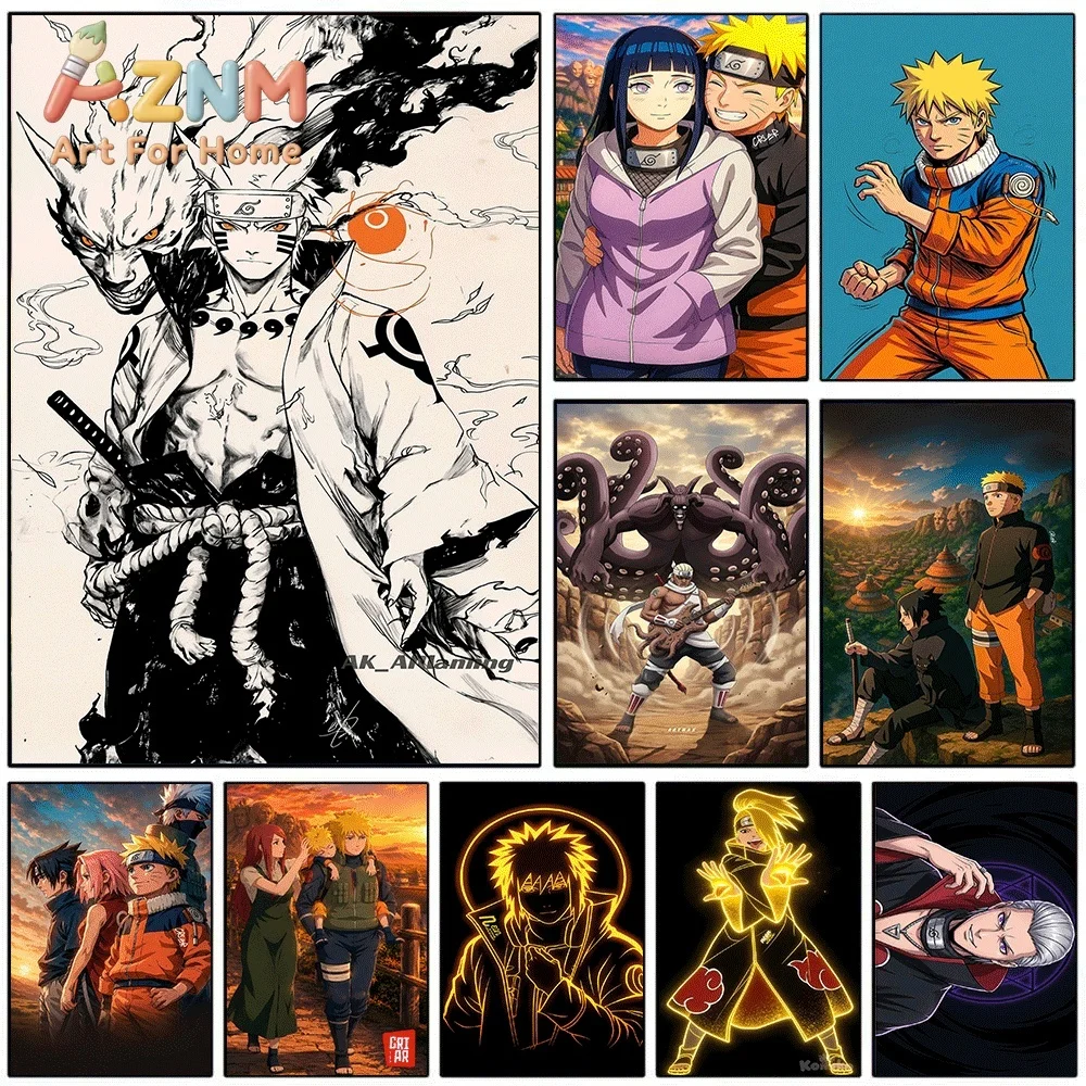 Anime Naruto Canvas Wall Art Naruto Uzumaki Kurama Sage Mode Poster Unframed Canvas Painting Bedroom Living Room Home Wall Dec