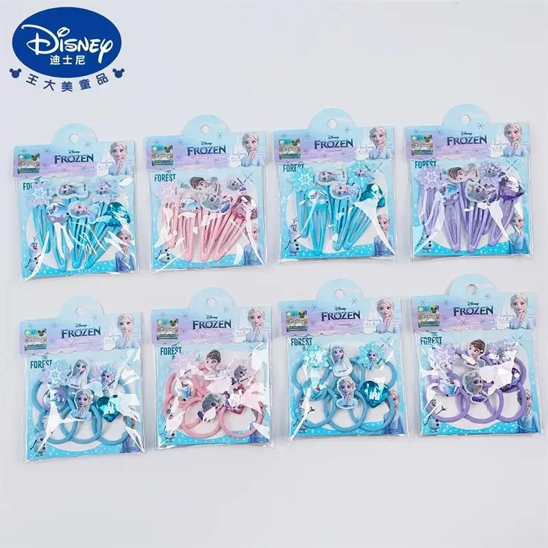 Frozen Hairpin Elsa Anna Cartoon Disney Hair Rope for Women Kids Girls Kawaii Elsa Acrylic Hairpin Rubber Band Hair