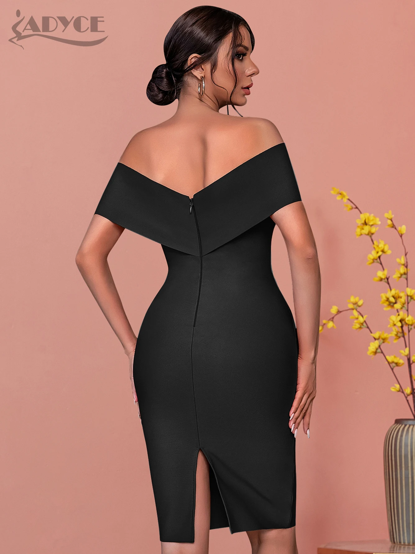 Adyce New Summer Off Shoulder Bandage Dress For Women Sexy Short Sleeve Black Celebrity Elegant Club Evening Runway Party Dress