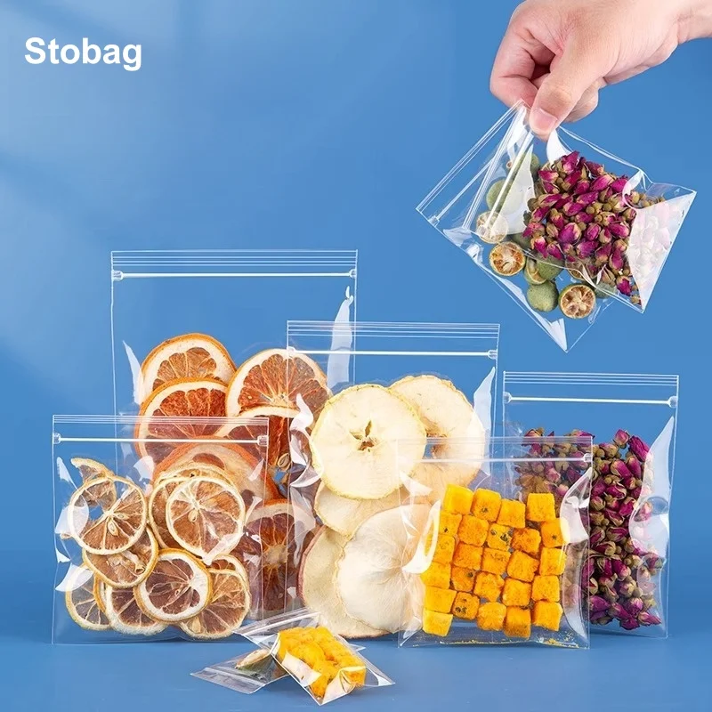 

StoBag 100pcs PP Transparent Ziplock Bags for Dried Fruit Scented Tea Packaging Sealing Plastic Small Thickened Pouch Portable