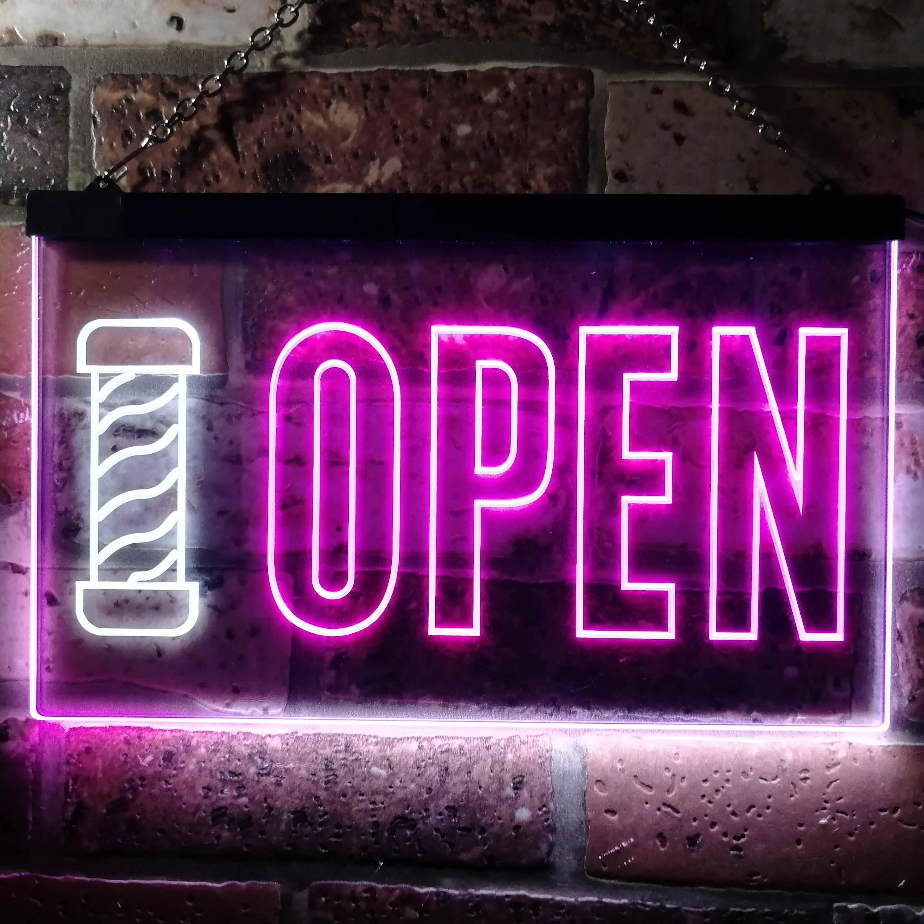 

Open. with Barber Pole Dual Color Led Neon Sign st6-j0725