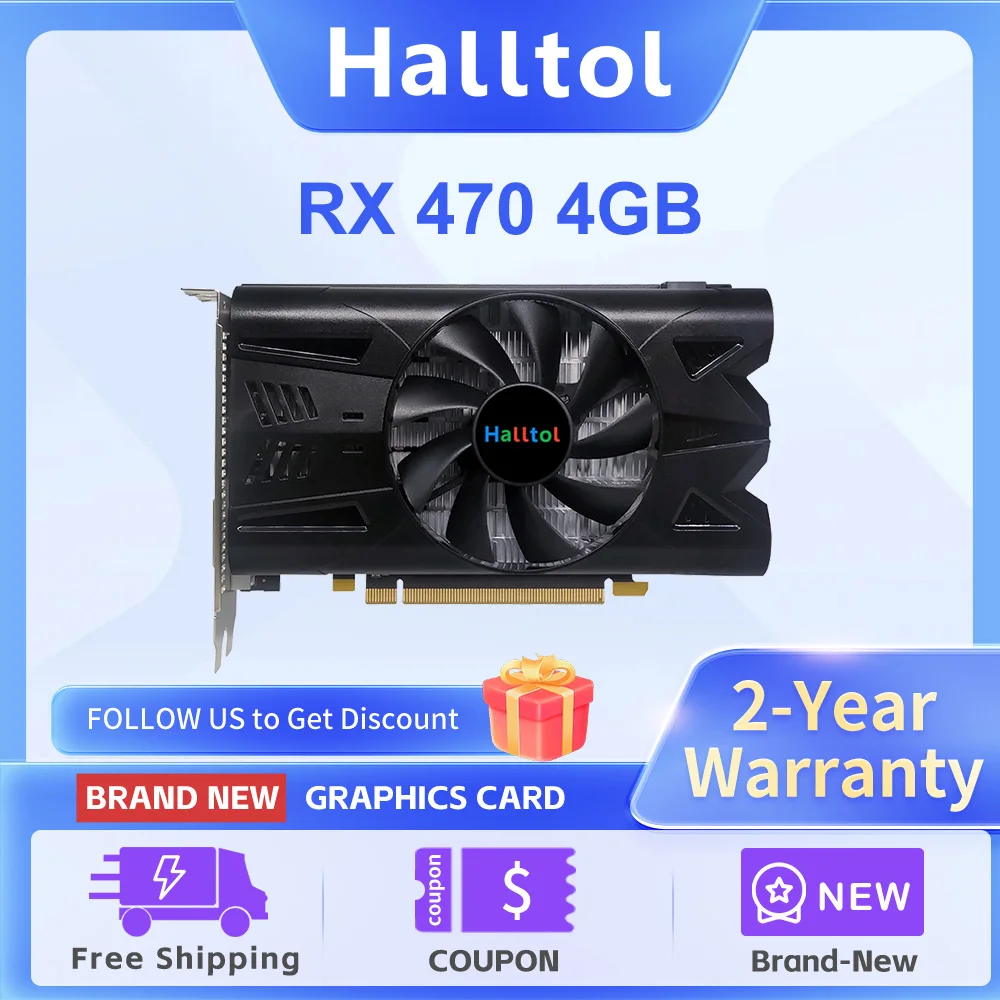 

Halltol Graphics Cards AMD Radeon RX470 4G GDDR5 256bit Video Card HDMI+DP+DVI For Desktop Gaming Computer Components GPU RX 470