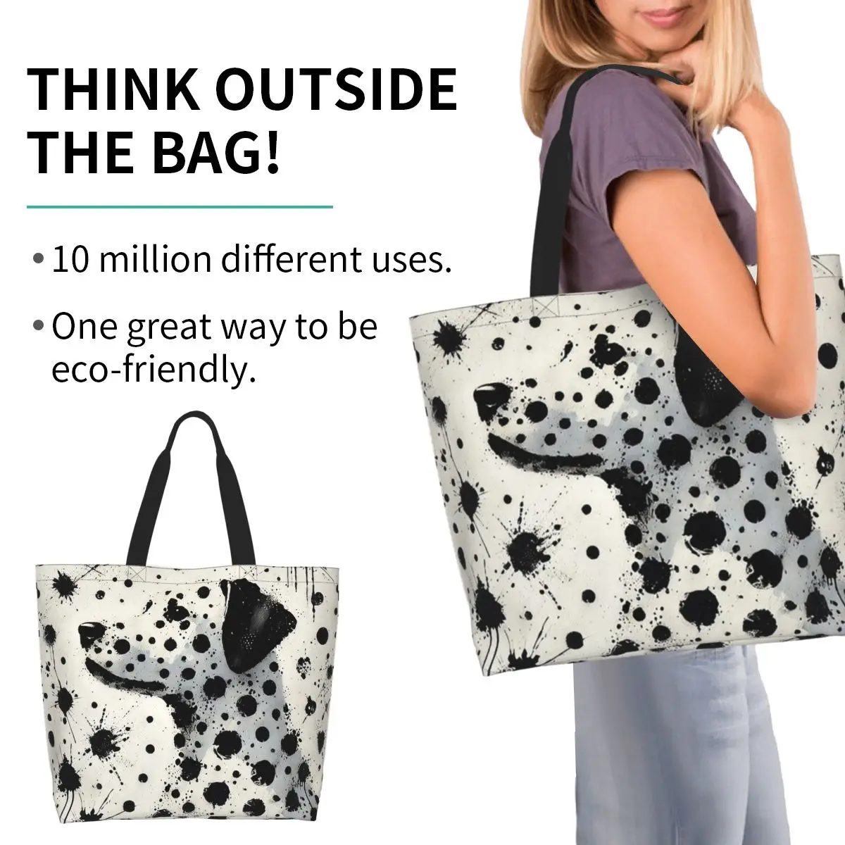 Dalmatian Dreamscape A Splash Of Spots Shopping Tote Bag Canvas Large Capacity Shoulder Bags Shopper Grocery Handbag for Women