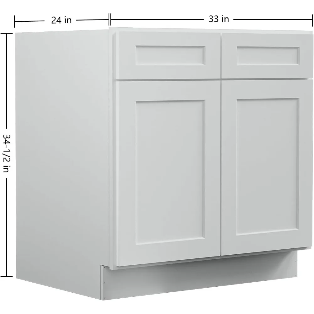 Gabinete base de cocina "33" gris claro: cajones de cierre suave y estante ajustable, almacenamiento aparador RTA"