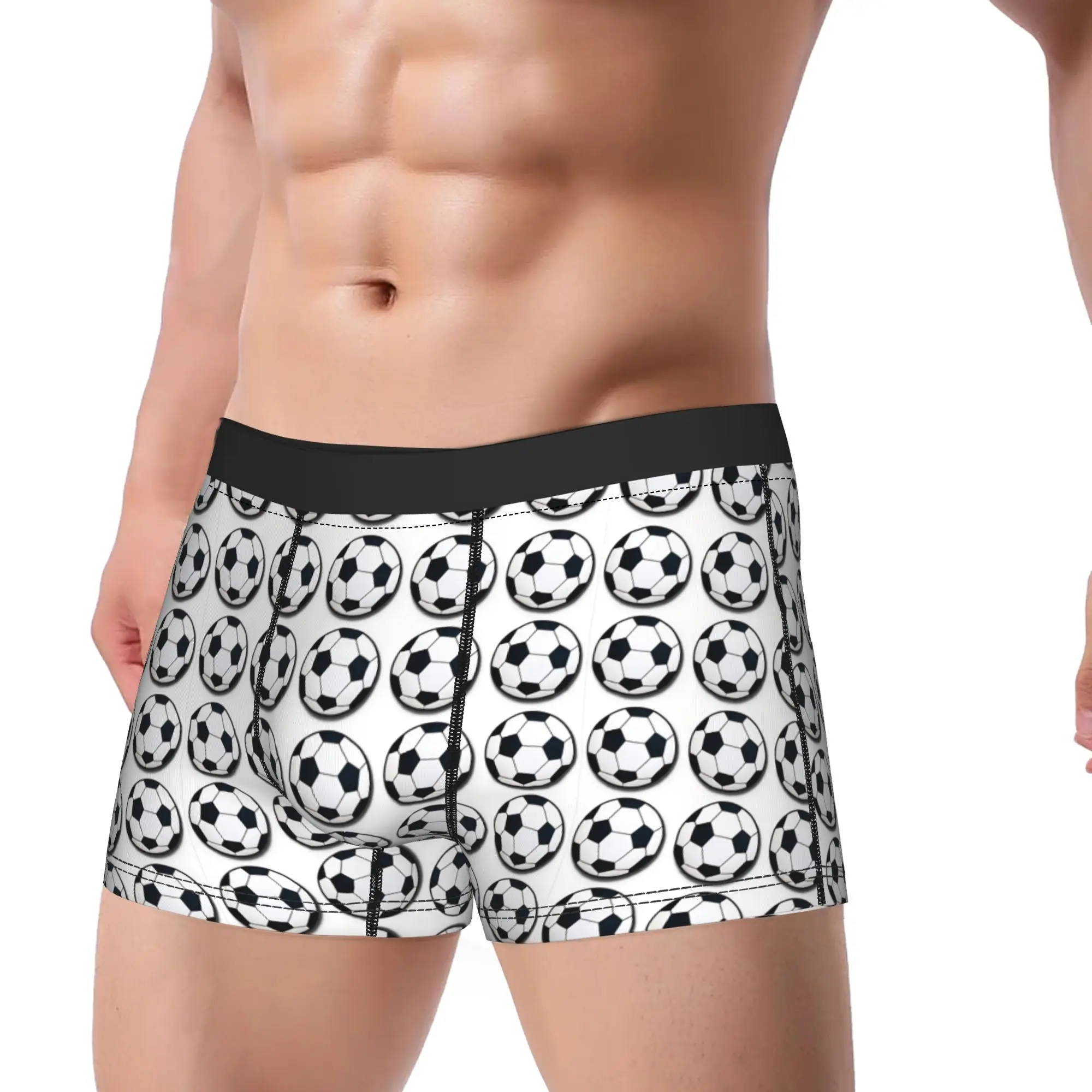 Soccer Ball Grid Pattern Boxer Brief  Underwear Hot Sale Male Sexy Soft Trunk Print Large Size Panties