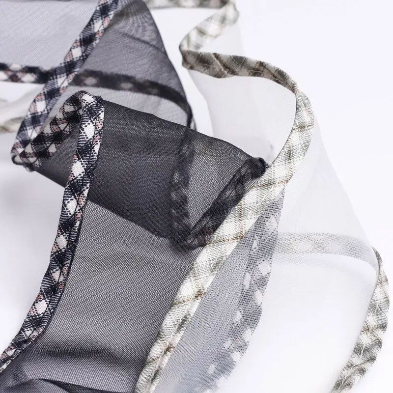 

10 Yards 70MM black white snow gauze check ribbon DIY handmade material headwear hair bow clothing shoes and hat accessories