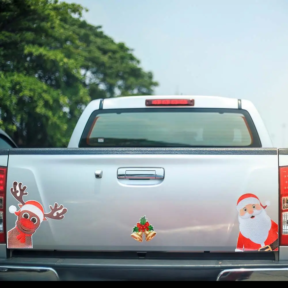 يوم الكرتون سانتا كلوز سيارة التصميم الديكور الملحقات الخارجية عيد الميلاد ملصقات PVC سيارة المغناطيسي عاكس مائي