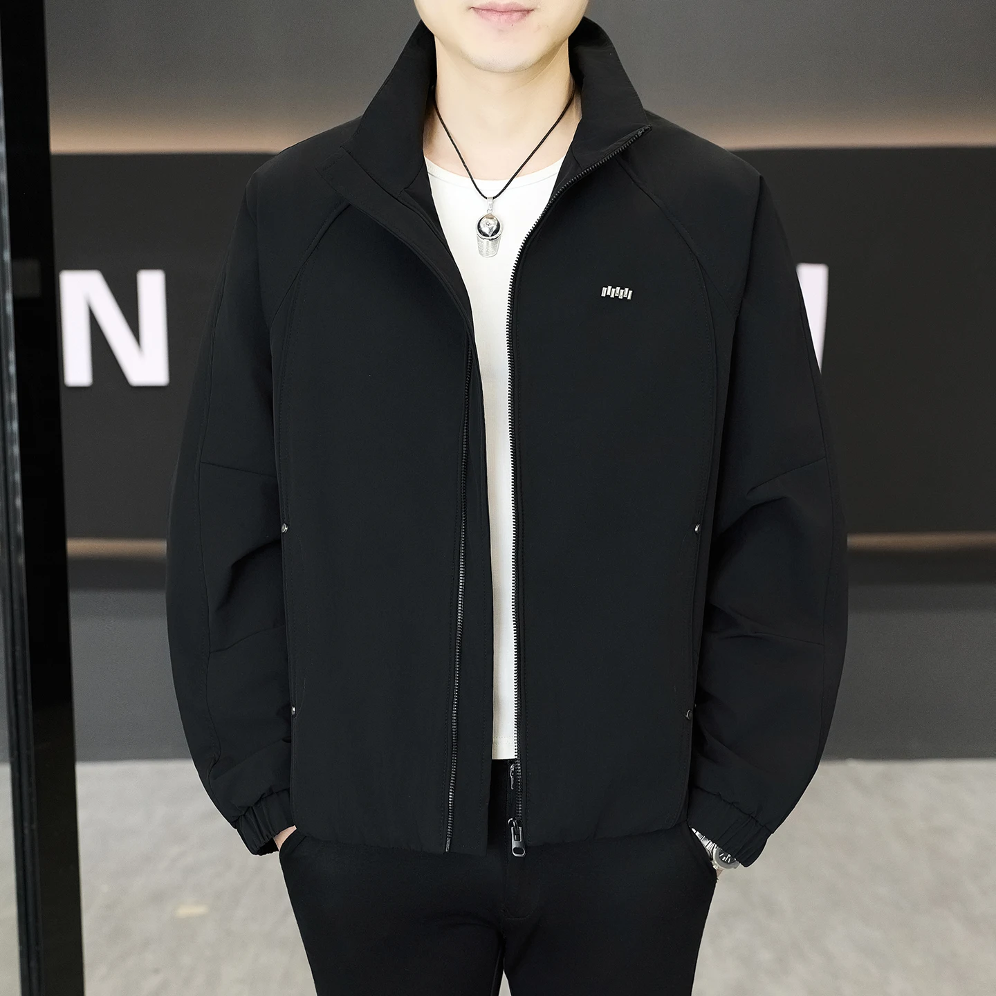 

Мужская повседневная тонкая куртка на молнии из полиэстера с длинными рукавами, новая модная коллекция весна-осень