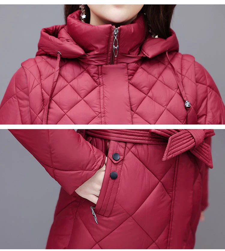 Imagem -06 - Cabolsa Longo de Algodão Acolchoado Feminino Jaqueta com Capuz Puffer Parkas Feminino Mangas Removíveis Quente Inverno Novo 2023