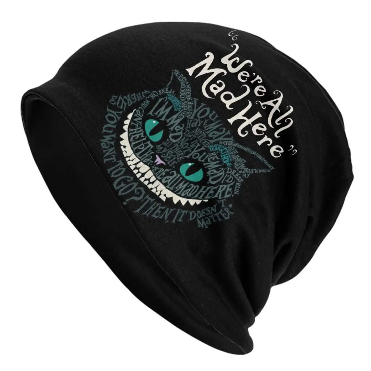 Custom Cheshire Cat Bonnet Hat Knitted Hat  Hip Hop  Adult Alice We're All Mad Here Wonderland Warm Winter Skullies Beanies Caps