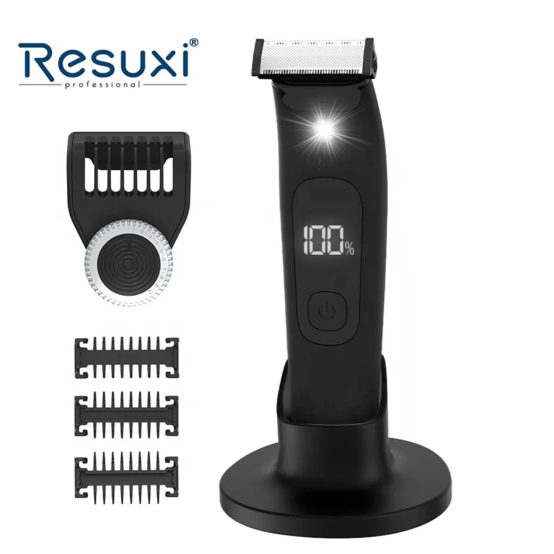 

New Resuxi 8307 Single Blade Electric Beard Trimmer and Shaver with Lights and Adjust Guide Comb for 360 Face Body Trims Edges