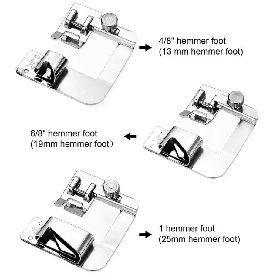 1PCS-3PCS 13/19/25mm Domestic Sewing Machine Foot Presser Foot Rolled Hem Feet For Brother Singer Sewing Accessories view 2