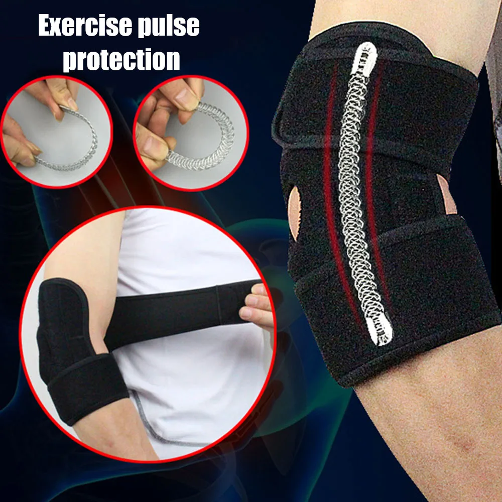 

Sports Adjustable Neoprene Elbow Brace Wraps Black Breathable Arm Support Strap Band Joint Sprain Protection Tennis Golfers Men