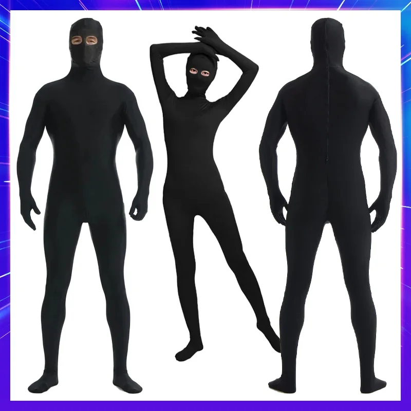 New kid adult Lycra open eye full body suit Zentai custom back zipper second skin tight Halloween long sleeves cosplay jumpsuit