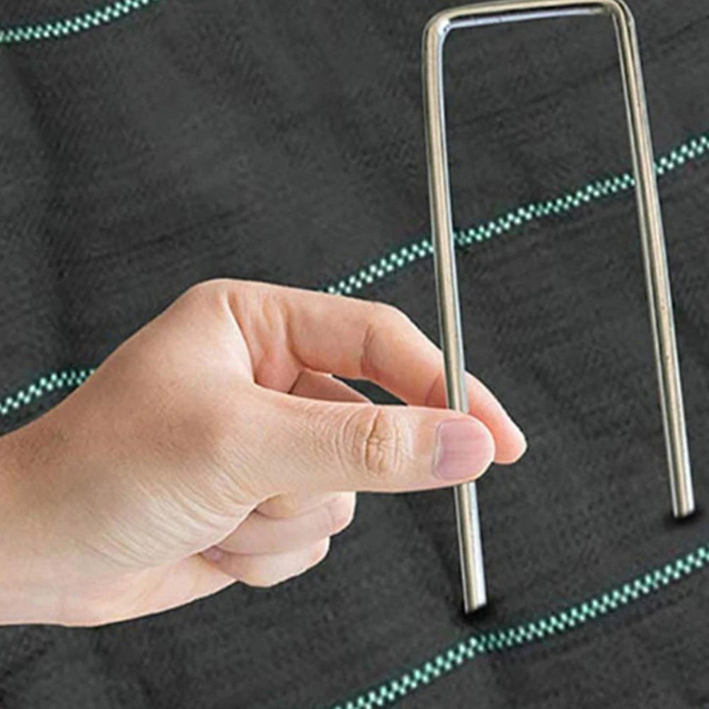 

25pcs U shaped Galvanized Ground Stakes 15x3cm Silver Garden Tent Nails Heavy Duty Yard Pegs L Decorations Metal Plants