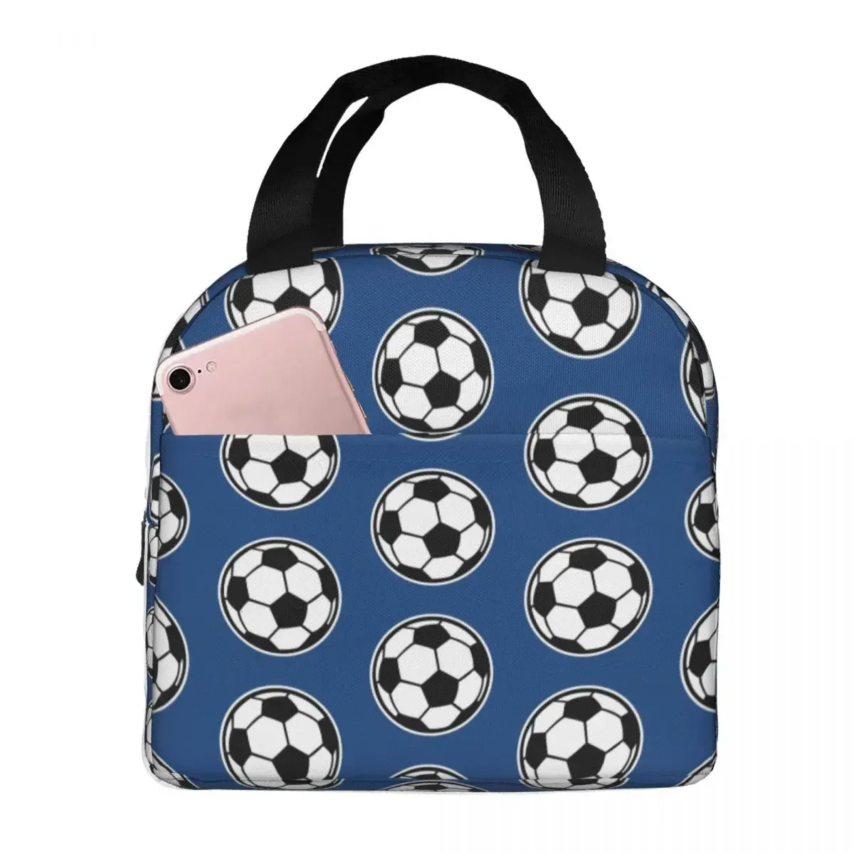 Soccer Ball Football Icon Lunch Bags Insulated Bento Box Lunch Tote Resuable Picnic Bags Thermal Bag for Woman Children Office
