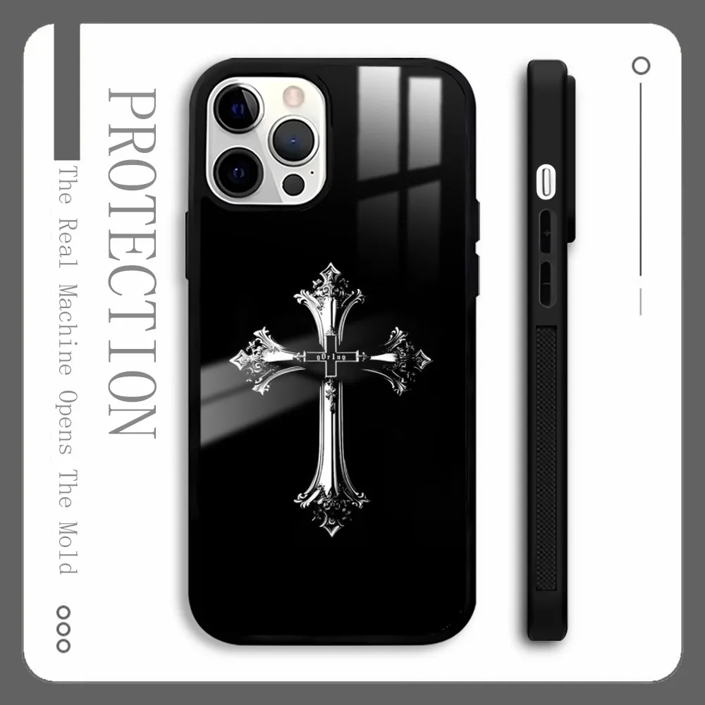 Love Crown Cross Fashion Phone Case For IPhone 16 15 14 13 Pro Max Plus Mini Magsafe Mirror Wireless Magnetic Cover