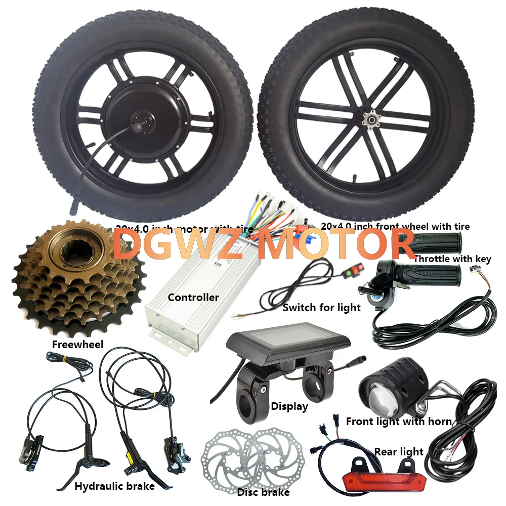 20* 4.0 20 Inch Gearless 48V 60V 1000W 1500W Fat Tire Hub Motor Electric Bicycle Bike Conversion Kit