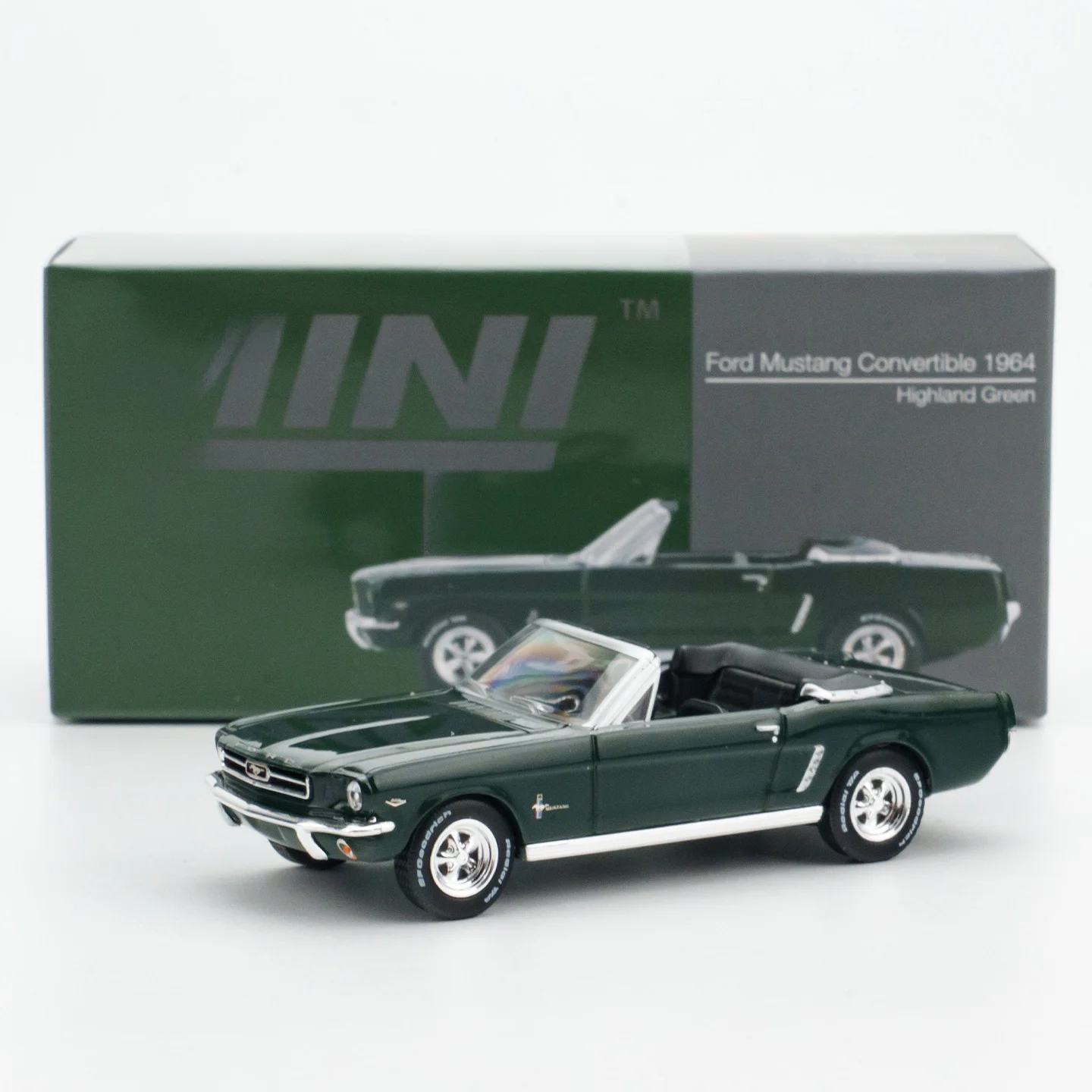 Modelo de Auto de Aleación a Escala 1:64 del Mustang Convertible GT de 1964, Juguete Estático de Resina, Vehículo Coleccionable, Modelo de Auto Clásico con Techo Descapotable