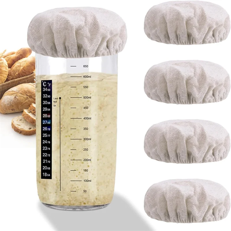 Kit de fermentador de levadura con tapa, vidrio transparente, resistente al calor, fermentador para hornear, tapa de tela para plato de cultivo