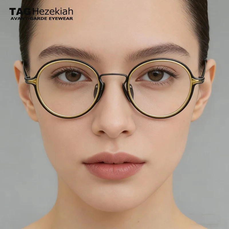 

2026 fashion Design Titanium Glasses Frame for Men women Vintage DTX100 Round Eyeglasses Frames Eyewear Retro spectacle Frames
