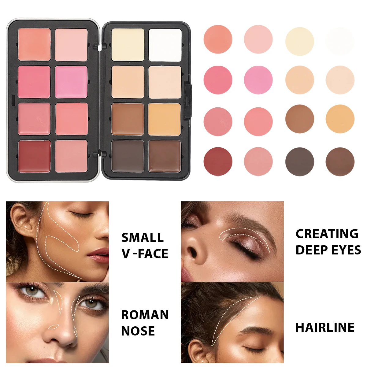 16-kleuren highlight-palet, alles-in-één oogschaduw, poederblusher, contour, zeer geschikt voor dagelijkse make-up