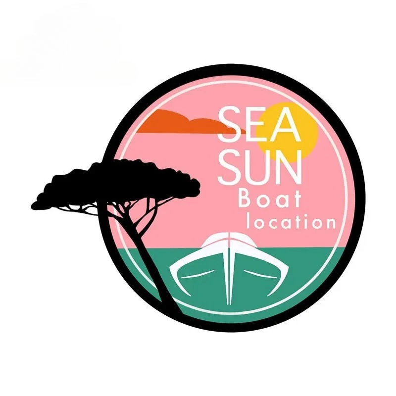 

Sea Sun Boat Location Car Sticker Fashionable Scratch-Proof Windshield Decal Interesting Helmet Decor