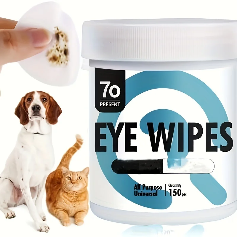 150 Count Clean Pet Eye & Ear Pet Wipes -Pre-Moistened Puppy Pads for Ear Cleaning -Cleansing Ear Wipe for Dogs