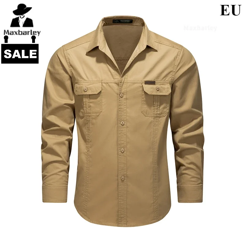 

2025 Spring Shirts Men Long Sleeve Casual Cotton Shirt High Quality Camisa Workwear Overshirt Brand Clothing Black Blouses EU