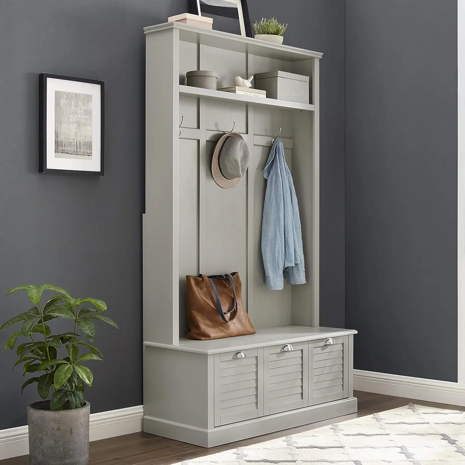 Ellison Hall Tree with Storage Drawer, Gray