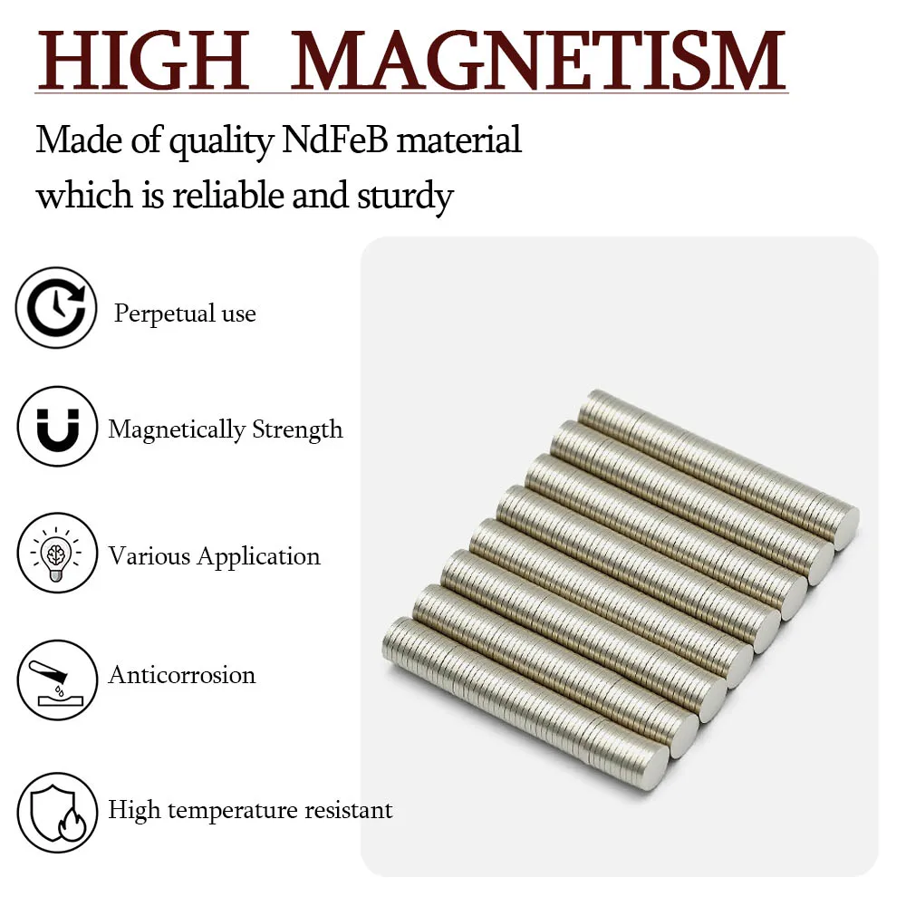High Density Magnetic Alloy Durable Rust Resistant Neodymium Magnet Mini Disc 6x1mm for Model Building School Teaching