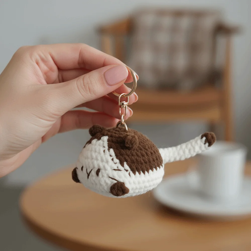 Multi-color Handmaking Crochet Kitten Keyrings Animal Knitting Doll Handwoven Cat Pendant Kawaii Cartoon Cat Key Chain Bag Decor