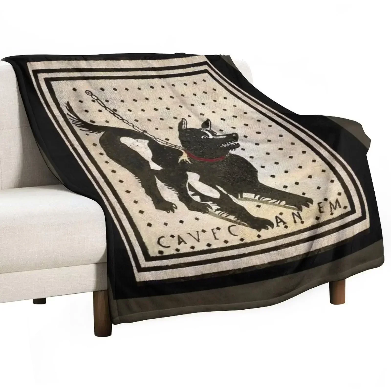 

Beware of dog ( Pompeii dog mosaic ) Throw Blanket Weighted Quilt Blankets