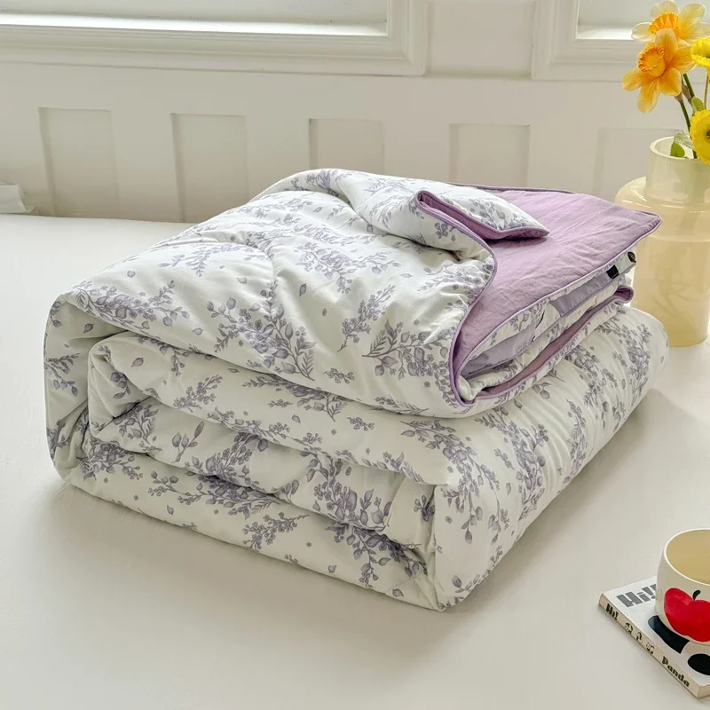 Summer Quilt Skin-friendly Duvet Floral Style Bedspread Quilted Blanket Single Queen Size Duvets Home Comforter edredon