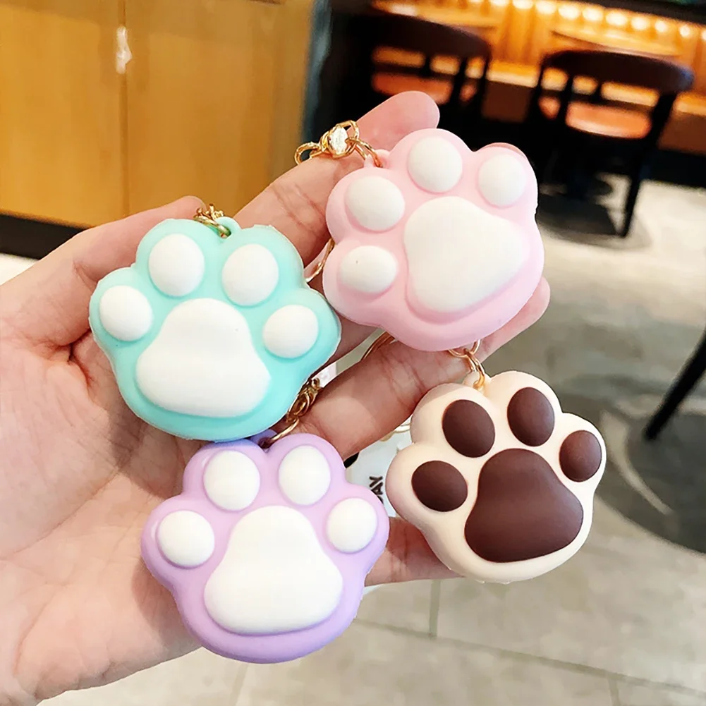 Car Cartoon Silicone Cat Paw Keychain Kawaii Scented Animal Claw With Key Ring For Women Girls Handbag Wallet Decor Gifts