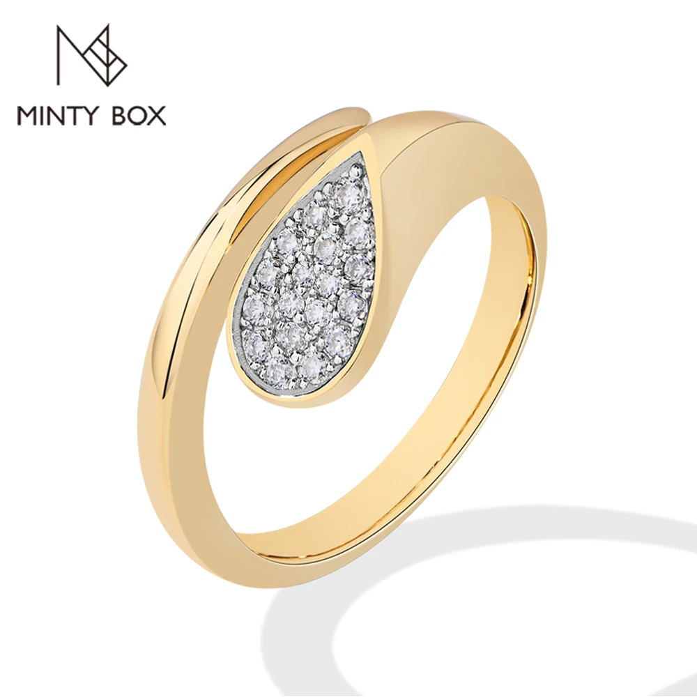 

MINTYBOX S925 Sterling Silver Moissanite Wedding Rings for Women Lab Diamond Stackable Ring Drop shape Luxury Fine Jewelry Gift