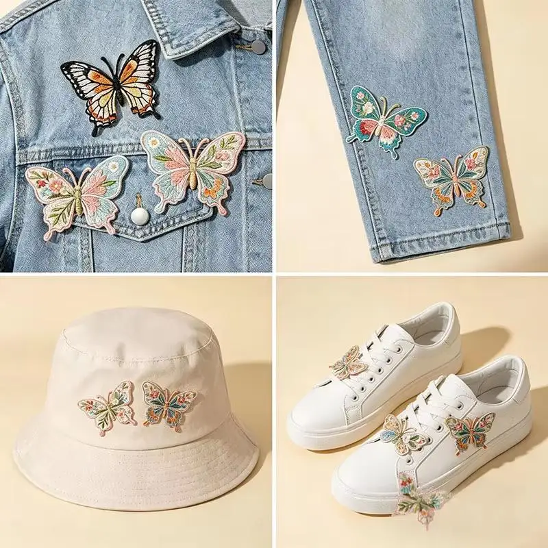 1 Stück Stickerei-Aufbügel-Patches, Stickerei-Design, Wärmeübertragung, Schmetterlings-Patches zum Aufbügeln, einfach anzubringen, Blumen-Patches – Detail 10