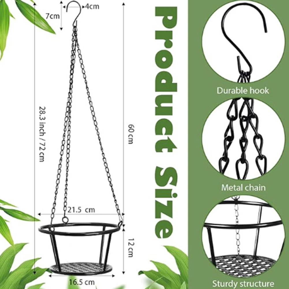 2pcs Metal Plant Hangers with Chains - Modern Hanging for Living Room Bedroom Balcony Porch Indoor Outdoor Decor