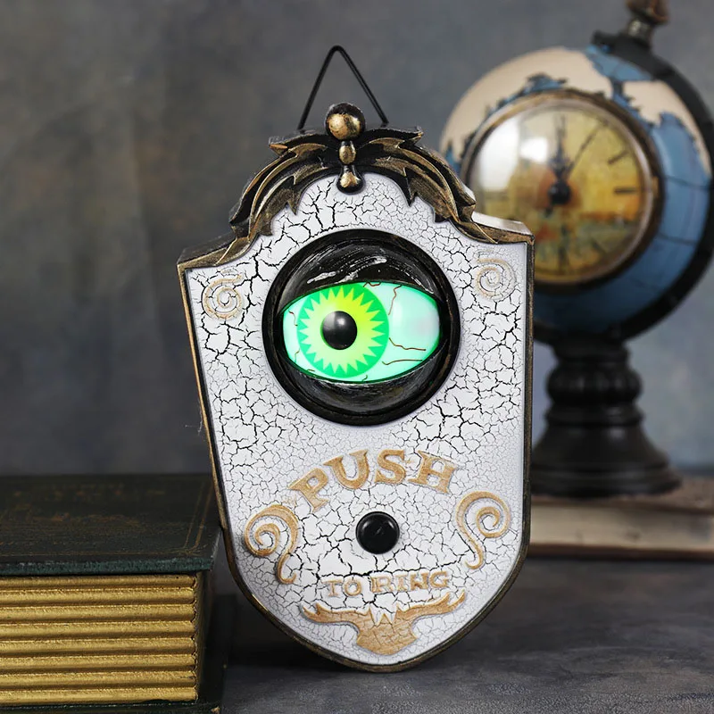 Luminous Eyes Doorbell Haunted Decorations Eyeball Doorbell Horror Props Creepy Eyes Doorbell with Sound Lights for Halloween