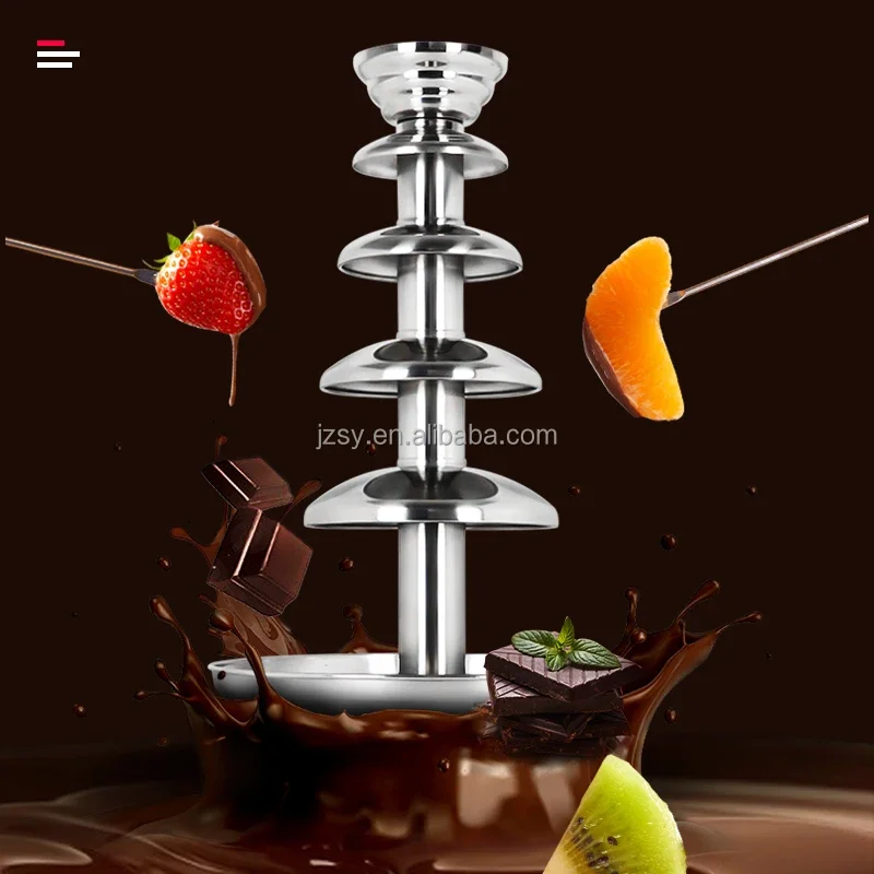 Chocolate Fountain Machine Commercial 5/6/7 Layers Chocolate Melting Machinery Chocolate Waterfall Equipment Heavy Duty